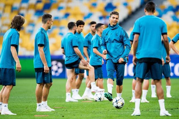180525 Cristiano Ronaldo of Real Madrid during a training session on May 25, 2018 in Kyiv. Photo: Vegard Wivestad Grott BILDBYRAN kod VG 170177 Copyright: VEGARDxWIVESTADxGRoTT BB180525BB061