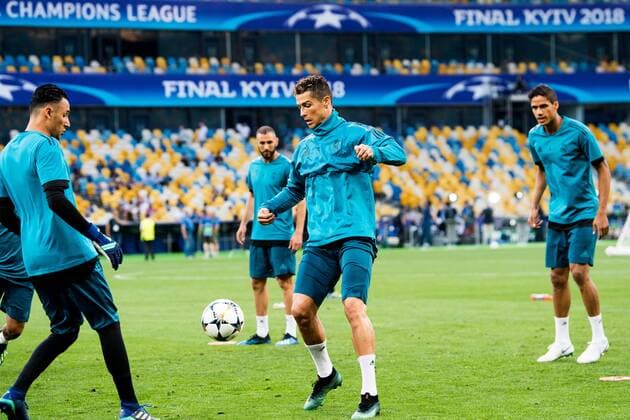180525 Cristiano Ronaldo of Real Madrid during a training session on May 25, 2018 in Kyiv. Photo: Vegard Wivestad Grott BILDBYRAN kod VG 170177 Copyright: VEGARDxWIVESTADxGRoTT BB180525BB065