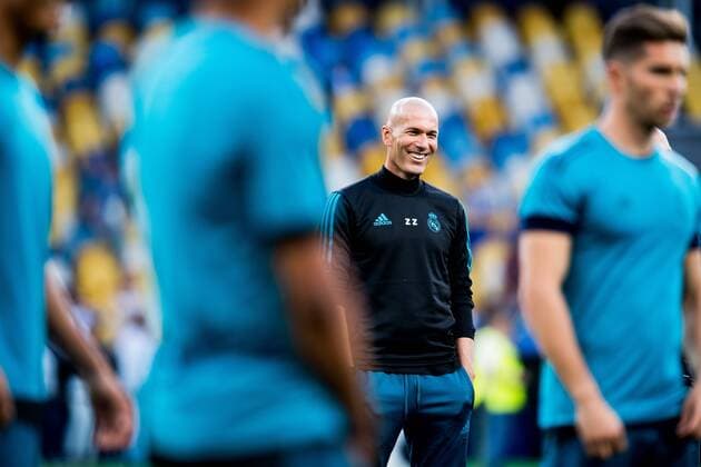 180525 Zinedine Zidane, head coach of Real Madrid, during a training session on May 25, 2018 in Kyiv. Photo: Vegard Wivestad Grott BILDBYRAN kod VG 170177 Copyright: VEGARDxWIVESTADxGRoTT BB180525BB067