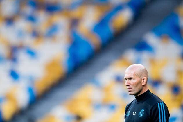 180525 Zinedine Zidane, head coach of Real Madrid, during a training session on May 25, 2018 in Kyiv. Photo: Vegard Wivestad Grott BILDBYRAN kod VG 170177 Copyright: VEGARDxWIVESTADxGRoTT BB180525BB070