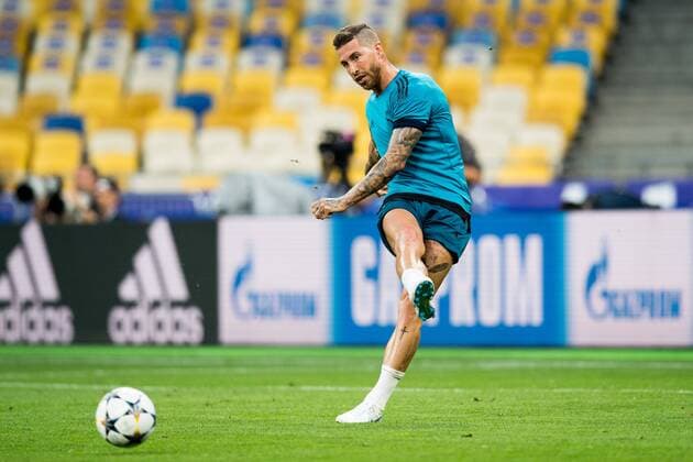 180525 Sergio Ramos of Real Madrid during a training session on May 25, 2018 in Kyiv. Photo: Vegard Wivestad Grott BILDBYRAN kod VG 170177 Copyright: VEGARDxWIVESTADxGRoTT BB180525BB072
