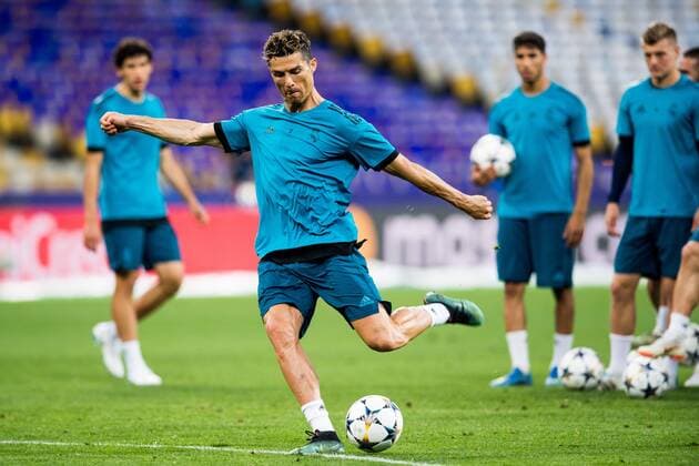 180525 Cristiano Ronaldo of Real Madrid during a training session on May 25, 2018 in Kyiv. Photo: Vegard Wivestad Grott BILDBYRAN kod VG 170177 Copyright: VEGARDxWIVESTADxGRoTT BB180525BB119