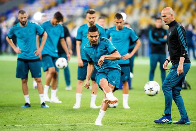 180525 Casemiro of Real Madrid during a training session on May 25, 2018 in Kyiv. Photo: Vegard Wivestad Grott BILDBYRAN kod VG 170177 Copyright: VEGARDxWIVESTADxGRoTT BB180525BB122