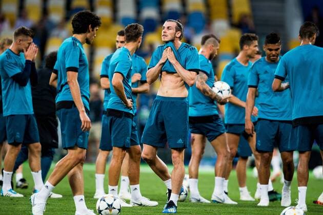 180525 Gareth Bale of Real Madrid during a training session on May 25, 2018 in Kyiv. Photo: Vegard Wivestad Grott BILDBYRAN kod VG 170177 Copyright: VEGARDxWIVESTADxGRoTT BB180525BB123