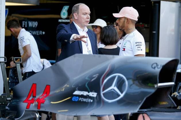 Motorsports: FIA Formula One World Championship WM Weltmeisterschaft 2018, Grand Prix of Monaco, Prince Albert II of Monaco, 44 Lewis Hamilton (GBR, Mercedes AMG Petronas Motorsport), Monte Carlo Monaco
