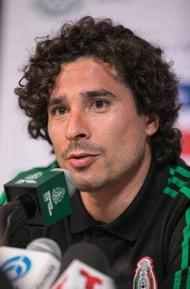 May 25, 2018 - Los Angeles, California, U.S - Goalie, Guillermo Ochoa of Mexico s World Cup squad responds to questions from journalists during Mexico Media Day on Friday May 25, 2018 in Beverly Hills, California ahead a pre-World Cup soccer friendly against Wales in Pasadena on May 28. Mexico Soccer Team Media Day - ZUMAp124 20180525_zaa_p124_504 Copyright: xJavierxRojasx