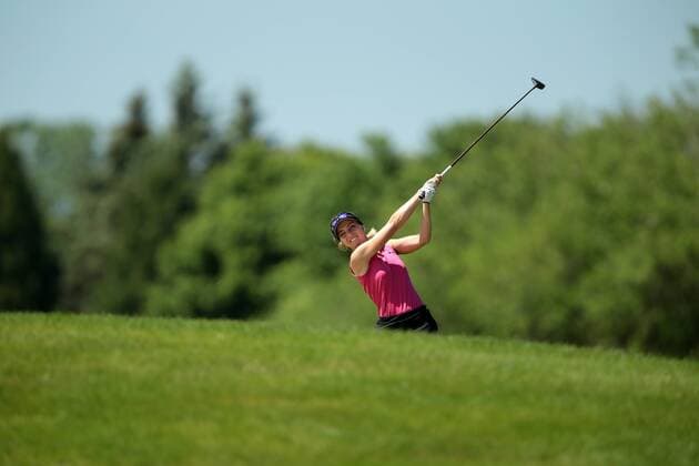 May 25, 2018 - Surrey, Michigan, United Kingdom - Sofia Popov of Germany watches her fairway shot on the 6th hole during the second round of the LPGA Golf Damen Volvik Championship at Travis Pointe Country Club, Ann Arbor, MI, USA Friday, May 25, 2018. LPGA Volvik Championship  - ZUMAn230 20180525_zaa_n230_1335 Copyright: xJorgexLemusx