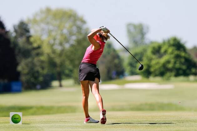 ANN ARBOR, MI - MAY 25 Sophia Popov, of Germany, hits her tee shot on the fifth hole during the second round of the LPGA Golf Damen Volvik Championship on May 25, 2018 at Travis Pointe Country Club in Ann Arbor, Michigan. (Photo by Scott W. Grau Icon Sportswire) GOLF: MAY 25 LPGA Volvik Championship Icon1805250622 EDITORIAL USE ONLY