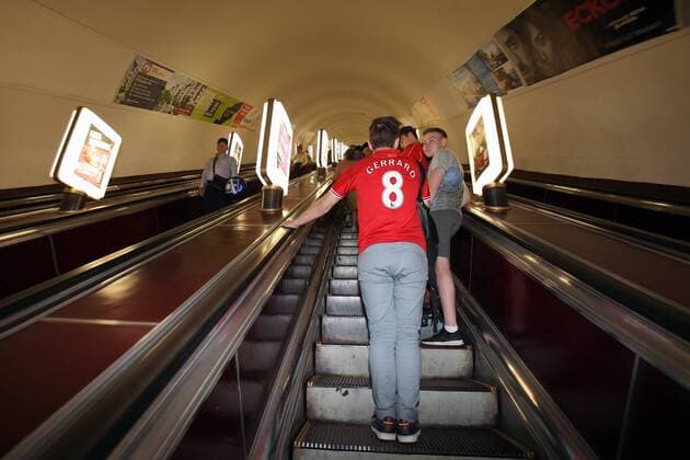 Real Madrid v Liverpool UEFA Champions League Final Liverpool fans on the Metro system before the UEFA Champions League Final at the Olympic Stadium, Kiev Content Not Available For UK Newspapers Copyright: xPaulxChestertonx FIL-11844-0008