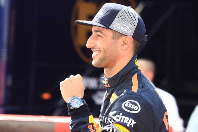 26th May 2018, Circuit de Monaco, Monaco, Monte Carlo; Monaco Formula 1 Grand Prix, Saturday qualifying; Aston Martin Red Bull Racing TAG Heuer, Daniel Ricciardo celebrates as he takes pole  ActionPlus12028974 Octane