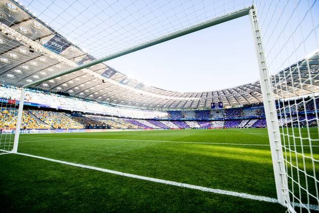 180526 General interior view of NSC Olimpiyskiy stadium ahead of the UEFA Champions League final between Real Madrid and Liverpool on May 26, 2018 in Kyiv. Photo: Vegard Wivestad Grott BILDBYRAN kod VG 170178 Copyright: VEGARDxWIVESTADxGRoTT BB180526BB492