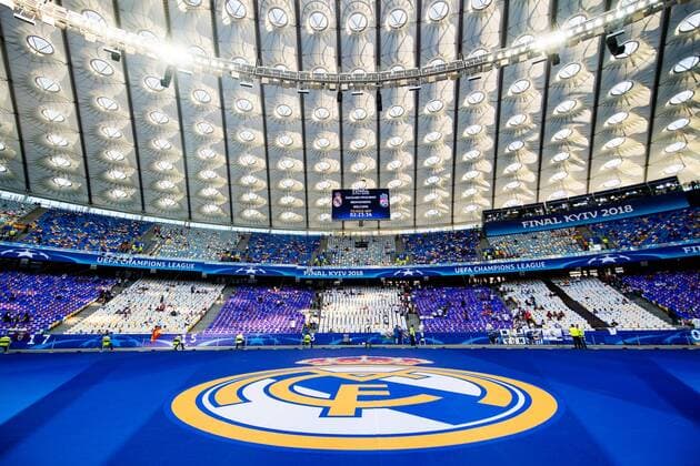 180526 General interior view of NSC Olimpiyskiy stadium ahead of the UEFA Champions League final between Real Madrid and Liverpool on May 26, 2018 in Kyiv. Photo: Vegard Wivestad Grott BILDBYRAN kod VG 170178 Copyright: VEGARDxWIVESTADxGRoTT BB180526BB493