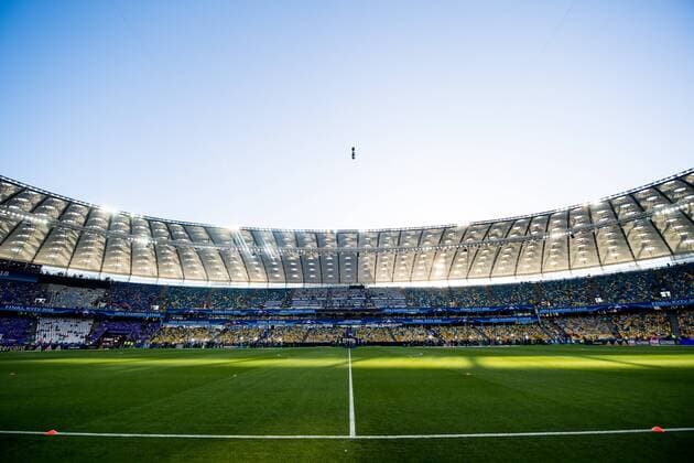 180526 General interior view of NSC Olimpiyskiy stadium ahead of the UEFA Champions League final between Real Madrid and Liverpool on May 26, 2018 in Kyiv. Photo: Vegard Wivestad Grott BILDBYRAN kod VG 170178 Copyright: VEGARDxWIVESTADxGRoTT BB180526BB496