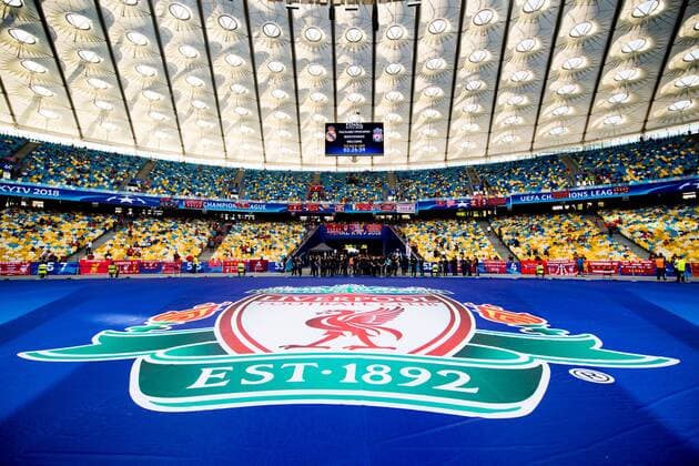 180526 General interior view of NSC Olimpiyskiy stadium ahead of the UEFA Champions League final between Real Madrid and Liverpool on May 26, 2018 in Kyiv. Photo: Vegard Wivestad Grott BILDBYRAN kod VG 170178 Copyright: VEGARDxWIVESTADxGRoTT BB180526BB500