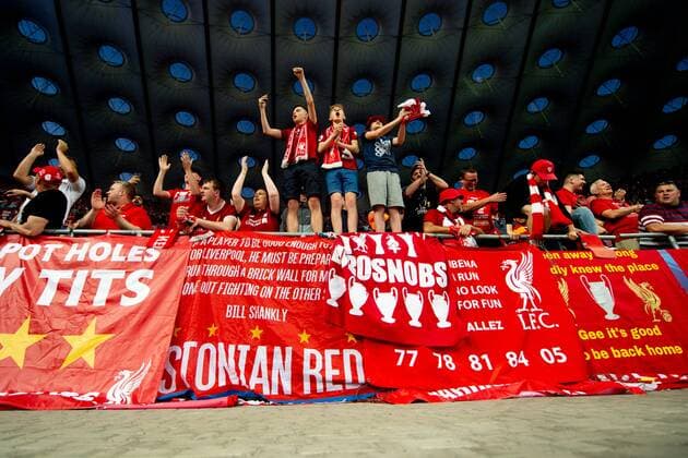 Fußball, CL-Finale, Fans vor dem Spiel 180526 Supporters of Liverpool ahead of the UEFA Champions League final between Real Madrid and Liverpool on May 26, 2018 in Kyiv. Photo: Vegard Wivestad Grott BILDBYRAN kod VG 170178 Copyright: VEGARDxWIVESTADxGRoTT BB180526BB799