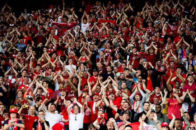 Fußball, CL-Finale, Fans vor dem Spiel 180526 Supporters of Liverpool ahead of the UEFA Champions League final between Real Madrid and Liverpool on May 26, 2018 in Kyiv. Photo: Vegard Wivestad Grott BILDBYRAN kod VG 170178 Copyright: VEGARDxWIVESTADxGRoTT BB180526BB807
