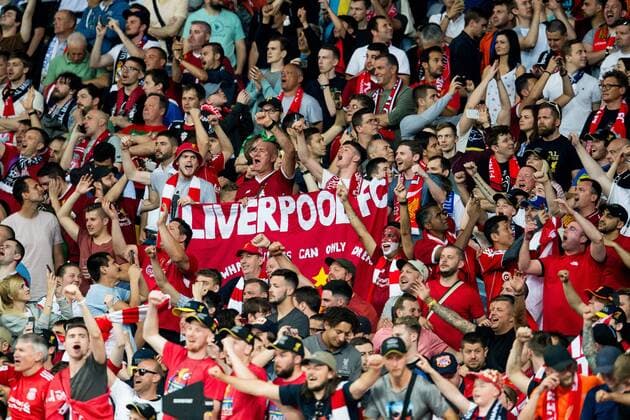 Fußball, CL-Finale, Fans vor dem Spiel 180526 Supporters of Liverpool ahead of the UEFA Champions League final between Real Madrid and Liverpool on May 26, 2018 in Kyiv. Photo: Vegard Wivestad Grott BILDBYRAN kod VG 170178 Copyright: VEGARDxWIVESTADxGRoTT BB180526BB808