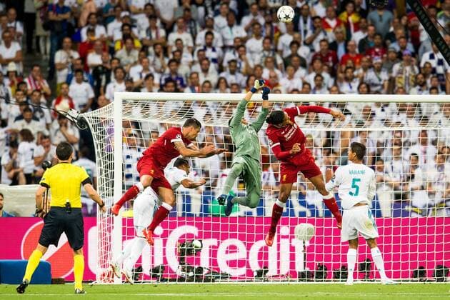 Fußball, CL Finale, Real Madrid - FC Liverpool 180526 Dejan Lovren of Liverpool, goalkeeper Keylor Navas of Real Madrid and Virgil Van Dijk of Liverpool during the UEFA Champions League final between Real Madrid and Liverpool on May 26, 2018 in Kyiv. Photo: Vegard Wivestad Grott BILDBYRAN kod VG 170178 Copyright: VEGARDxWIVESTADxGRoTT BB180526ZI001