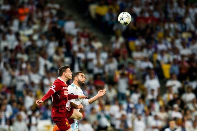 Fußball, CL Finale, Real Madrid - FC Liverpool 180526 Andy Robertson of Liverpool and Dani Carvajal of Real Madrid during the UEFA Champions League final between Real Madrid and Liverpool on May 26, 2018 in Kyiv. Photo: Vegard Wivestad Grott BILDBYRAN kod VG 170178 Copyright: VEGARDxWIVESTADxGRoTT BB180526ZP004