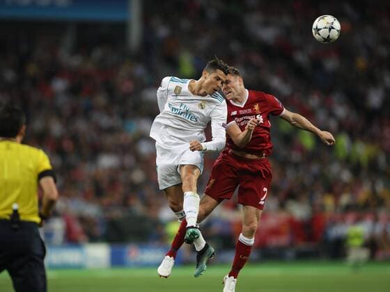 Fußball, CL Finale, Real Madrid - FC Liverpool SOCCER - UEFA CL final, Liverpool vs Real, preview KIEV,UKRAINE,26.MAY.18 - SOCCER - UEFA Champions League, final, Liverpool FC vs Real Madrid CF. Image shows Cristiano Ronaldo (Madrid) and James Milner (Liverpool) GEPAxpictures xMaticxKlansek