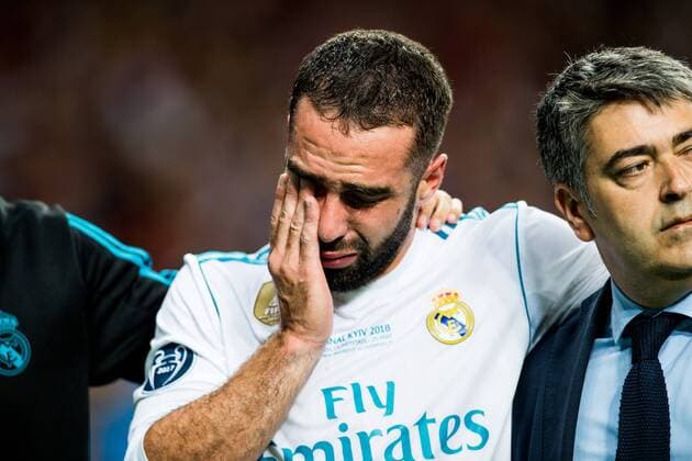 Fußball, CL Finale, Real Madrid - FC Liverpool 180526 Dani Carvajal of Real Madrid with an injury during the UEFA Champions League final between Real Madrid and Liverpool on May 26, 2018 in Kyiv. Photo: Vegard Wivestad Grott BILDBYRAN kod VG 170178 Copyright: VEGARDxWIVESTADxGRoTT BB180526ZG011