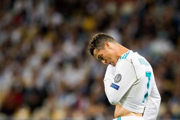 Fußball, CL Finale, Real Madrid - FC Liverpool 180526 Cristiano Ronaldo of Real Madrid looks dejected during the UEFA Champions League final between Real Madrid and Liverpool on May 26, 2018 in Kyiv. Photo: Vegard Wivestad Grott BILDBYRAN kod VG 170178 Copyright: VEGARDxWIVESTADxGRoTT BB180526ZL010