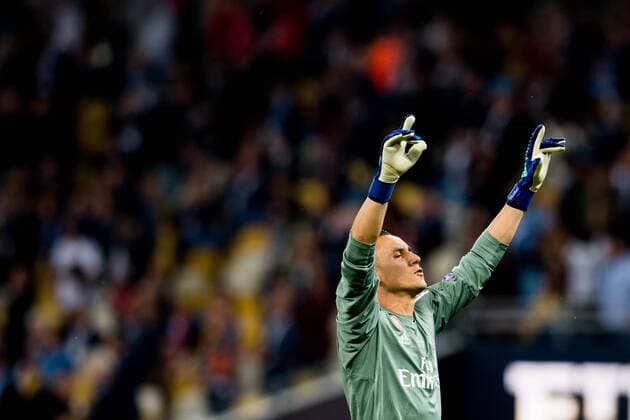 Fußball, CL Finale, Real Madrid - FC Liverpool 180526 Goalkeeper Keylor Navas of Real Madrid celebrates after 1-0 during the UEFA Champions League final between Real Madrid and Liverpool on May 26, 2018 in Kyiv. Photo: Vegard Wivestad Grott BILDBYRAN kod VG 170178 Copyright: VEGARDxWIVESTADxGRoTT BB180526ZJ007