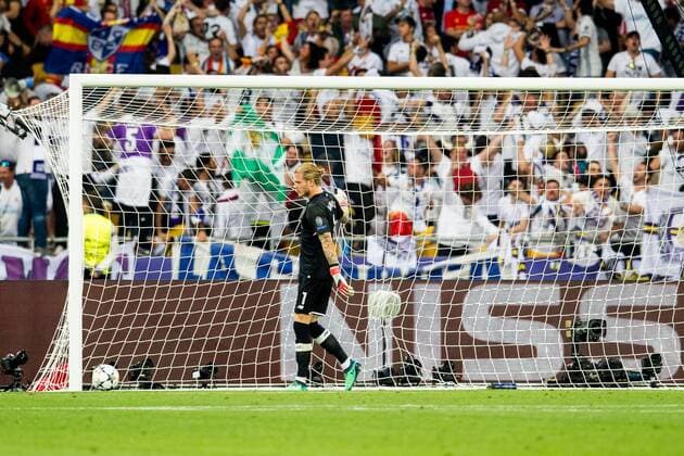 180526 Goalkeeper Loris Karius of Liverpool reacts after 1-0 during the UEFA Champions League final between Real Madrid and Liverpool on May 26, 2018 in Kyiv. Photo: Vegard Wivestad Grott BILDBYRAN kod VG 170178 Copyright: VEGARDxWIVESTADxGRoTT BB180526ZC025