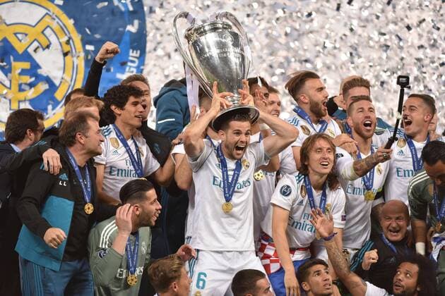 Real Madrid s players celebrate after winning the UEFA Champions League final game between Real Madrid and Liverpool FC at the NSC Olimpiyskiy stadium in Kiev, Ukraine, 26 May 2018. UCL Final 2018 - Real Madrid vs Liverpool FC !ACHTUNG: NUR REDAKTIONELLE NUTZUNG!  Copyright: xMykolaxTysx RML01 20180527-636629780995363408
