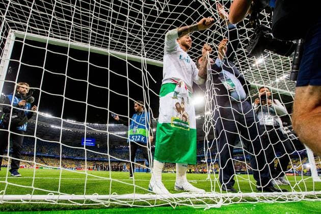 180526 Sergio Ramos of Real Madrid after the UEFA Champions League final between Real Madrid and Liverpool on May 26, 2018 in Kyiv. Photo: Vegard Wivestad Gr¿tt BILDBYRN kod VG 170178 Copyright: VEGARDxWIVESTADxGR¯TT BB180526ZV047