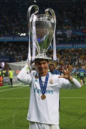 Real Madrid v Liverpool UEFA Champions League Final Cristiano Ronaldo of Real Madrid with the trophy at the end of the UEFA Champions League Final at the Olympic Stadium, Kiev Content Not Available For UK Newspapers Copyright: xPaulxChestertonx FIL-11844-0189