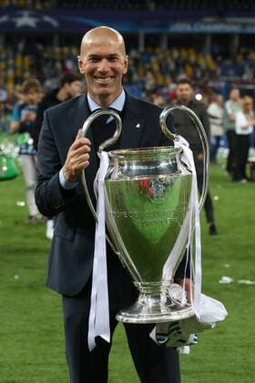 Real Madrid v Liverpool UEFA Champions League Final Real Madrid Manager Zinedine Zidane with the trophy at the end of the UEFA Champions League Final at the Olympic Stadium, Kiev Content Not Available For UK Newspapers Copyright: xPaulxChestertonx FIL-11844-0212