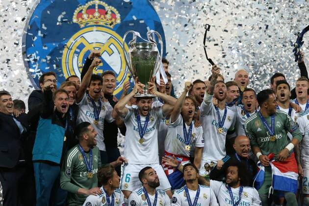 Real Madrid v Liverpool UEFA Champions League Final Sergio Ramos of Real Madrid and the Real Madrid players list the trophy at the end of the UEFA Champions League Final at the Olympic Stadium, Kiev Content Not Available For UK Newspapers Copyright: xPaulxChestertonx FIL-11844-0233