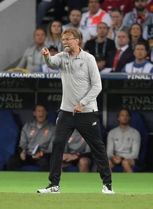 26.05.2018, Fussball UEFA Championsleague Finale 2018, Real Madrid - FC Liverpool, im Olympiastadion Kiew (Ukraine). Trainer Jürgen Klopp (FC Liverpool) in Rage an der Seitenlinie.