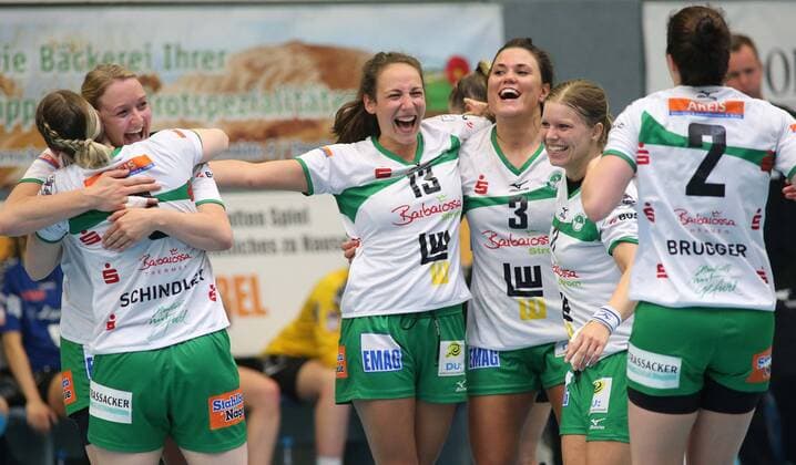 Freude bei Goeppingen nach dem Sieg gegen Blomberg-Lippe Handball, BL, Frauen, HSG Blomberg-Lippe - FRISCH AUF Goeppingen, 26.05.18 Blomberg Copyright: xEibner-Pressefoto COHENx EP_EER