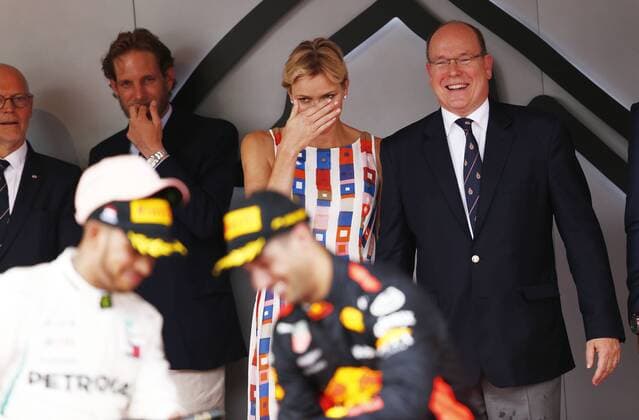 Monte Carlo: Motorsport: FIA Formula One World Championship WM Weltmeisterschaft 2018, Grand Prix of Monaco on May, 27, 2018, (Photo by Hoch Zwei) Princess Charlene of Monaco and Prince Albert II of Monaco Monte Carlo Monaco