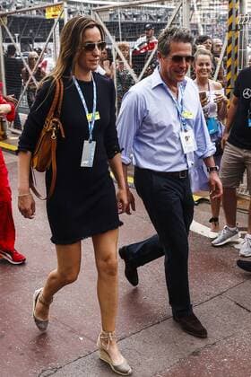 May 27, 2018 - Montecarlo, Monaco - The actor Hugh Grant and his wife Anna Elisabet Eberstein portrait during the Race of Monaco Formula One Grand Prix at Monaco on 27th of May, 2018 in Montecarlo, Monaco. F1 Grand Prix of Monaco  - ZUMAn230 20180527_zaa_n230_820 Copyright: xXavierxBonillax