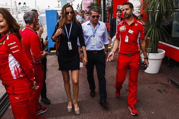 May 27, 2018 - Montecarlo, Monaco - The actor Hugh Grant and his wife Anna Elisabet Eberstein portrait during the Race of Monaco Formula One Grand Prix at Monaco on 27th of May, 2018 in Montecarlo, Monaco. F1 Grand Prix of Monaco  - ZUMAn230 20180527_zaa_n230_826 Copyright: xXavierxBonillax