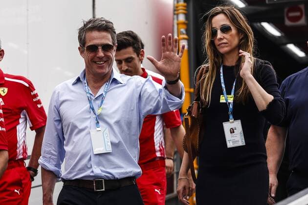 May 27, 2018 - Montecarlo, Monaco - The actor Hugh Grant and his wife Anna Elisabet Eberstein portrait during the Race of Monaco Formula One Grand Prix at Monaco on 27th of May, 2018 in Montecarlo, Monaco. F1 Grand Prix of Monaco  - ZUMAn230 20180527_zaa_n230_840 Copyright: xXavierxBonillax