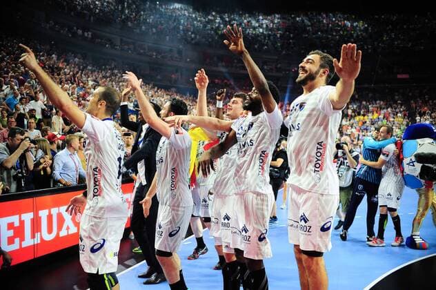 Handball, Montpellier HB gewinnt Champions League 2018.05.27 Kolonia Pilka reczna Velux EHF FINAL4 Champions League Liga Mistrzow final Montpellier wygrywa HBC Nantes - Montpellier HB N Z puchar radosc wygrana dekoracja Montpellier Foto Pawel Andrachiewicz PressFocus 2018.05.27 Cologne Handball Velux EHF FINAL4 Champions League final HBC Nantes - Montpellier HB puchar radosc wygrana dekoracja Montpellier Photo Pawel Andrachiewicz PressFocus NEWSPIX.PL --- Newspix.pl FRANCE OUT!  20180527_PF_PA181