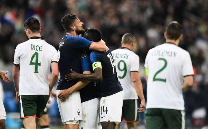 Joie des joueurs de l equipe de France - Olivier Giroud ( France ) - Nabil Fekir ( France ) - Deception des joueurs de l equipe de Irlande FOOTBALL : France vs Irlande - Match Amical - Saint Denis - 28 05 2018 FedericoPestellini Panoramic 