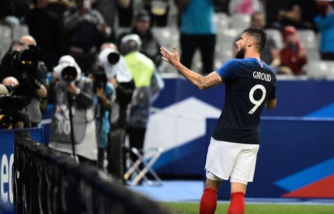 Joie de Olivier Giroud ( France ) FOOTBALL : France vs Irlande - Match Amical - Saint Denis - 28 05 2018 FedericoPestellini Panoramic 