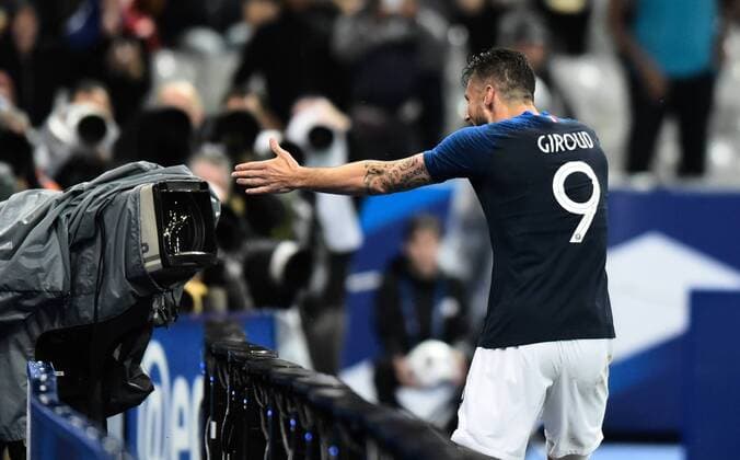 Joie de Olivier Giroud ( France ) FOOTBALL : France vs Irlande - Match Amical - Saint Denis - 28 05 2018 FedericoPestellini Panoramic 