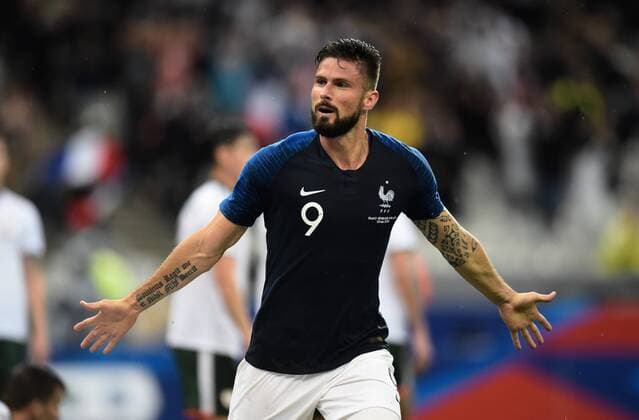 Joie de Olivier Giroud ( France ) FOOTBALL : France vs Irlande - Match Amical - Saint Denis - 28 05 2018 FedericoPestellini Panoramic 