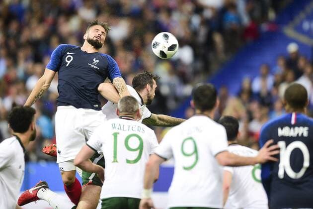 but d Olivier Giroud (Fra) FOOTBALL : echauffement - France vs Eire - Match Amical - 28 05 2018 JBAutissier Panoramic 