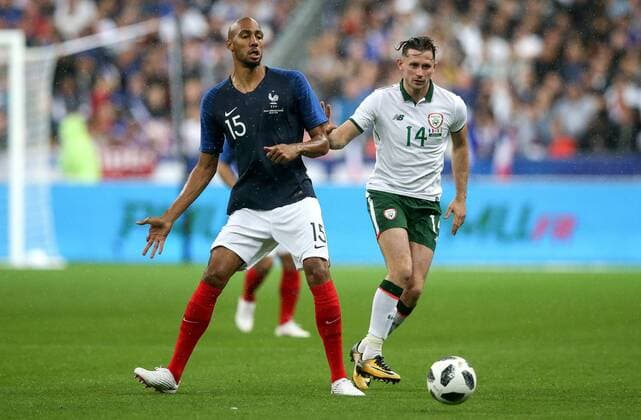 International Friendly Länderspiel Stade de France, Paris, France 28 5 2018 France vs Republic of Ireland France™s Steven Nzonzi with Alan Browne of Ireland Steven Nzonzi with Alan Browne 28 5 2018  Copyright: x©INPHO RyanxByrnex RB3_6734