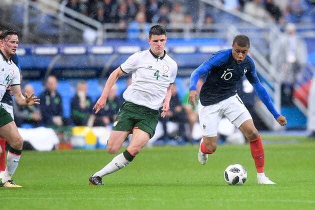 10 KYLIAN MBAPPE (FRA) - 04 DECLAN RICE (IRL) FOOTBALL : France vs Republique d Irlande - Match de preparation - 28 05 2018 FEP Panoramic 