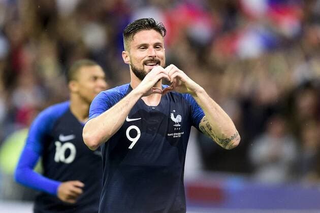 joie des joueurs de l equipe de France apres le but d Olivier Giroud (Fra) FOOTBALL : France vs Eire - Match Amical - 28 05 2018 JBAutissier Panoramic 