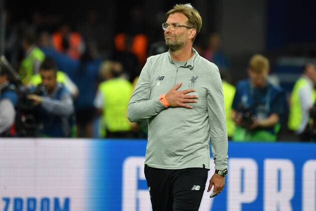 Juergen KLOPP (Trainer Liverpool) nach Spielende, bekennt sich zum FC Liverpool-deutet auf sein Herz, Einzelbild,angeschnittenes Einzelmotiv,Halbfigur,halbe Figur. Fussball Champions League Finale 2018 Real Madrid-FC Liverpool 3-1, Saison2017 18, am 26.05.2018, Stadion NSK Olimpiyskyi