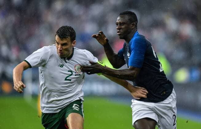 Benjamin Mendy ( France ) - Seamus Coleman ( Irlande ) FOOTBALL : France vs Irlande - Match Amical - Saint Denis - 28 05 2018 FedericoPestellini Panoramic 